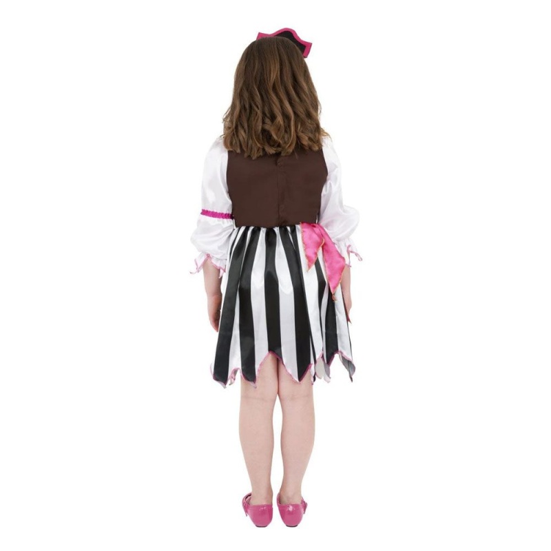 Pirātu meitenes kostīms rozā krāsā ar kleitas galvas saiti