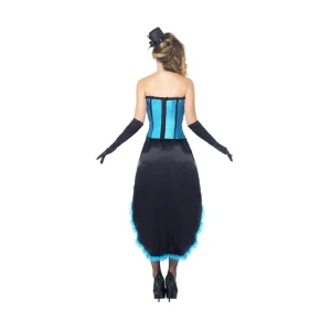 Burlesk danserkostume, blå med justerbar nederdel og overdel - carnivalstore.de