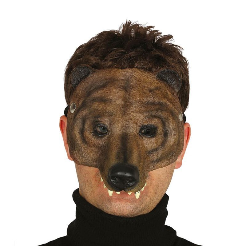 Bären Latex Maske Halloween Horror Halloweenmaske Maske Tiermake | Jumătate de mască din spumă de urs - carnivalstore.de