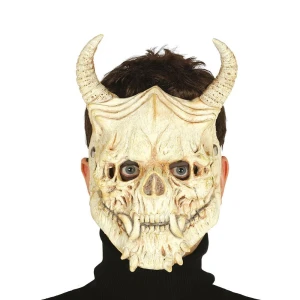 Schädel Phantasie Tiermaske Hörner Latex Maske Halloween Skräck Halloweenmaske | Skallens skummask med horn - carnivalstore.de