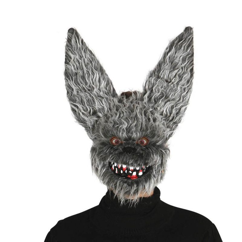 Maske böses Kaninchen mit Haaren | Masque de chauve-souris maléfique avec cheveux - carnivalstore.de