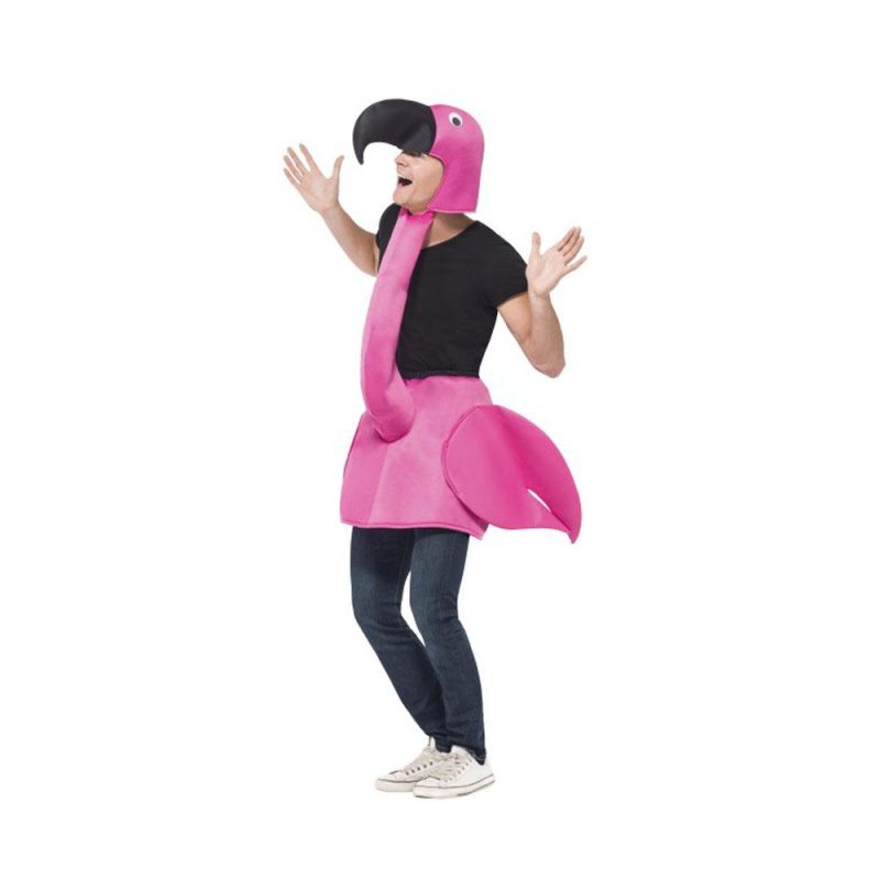 Flamingo Costume, Pink, One Piece Padded Body with Attached Neck & Hood - carnivalstore.de