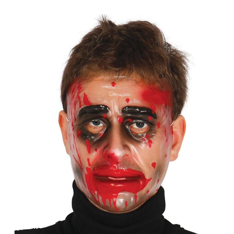 Durchsichtige Maske Mann mit Blut | Transparent man med blodmask - carnivalstore.de