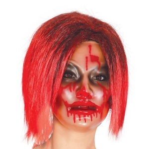 Durchsichtige Maske Frau mit Blut | Transparent Woman With Blood Mask Pvc - carnivalstore.de