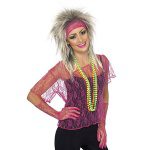 Spitze Netzweste | Lace Net Vest Gloves Headband Neon Pink - carnivalstore.de