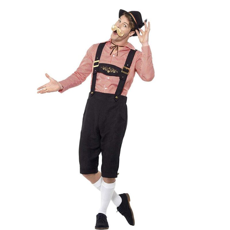 Bayerische Bier Guy Kostüm, Rot | Costume bavarois de gars de la bière rouge avec chemise - carnivalstore.de