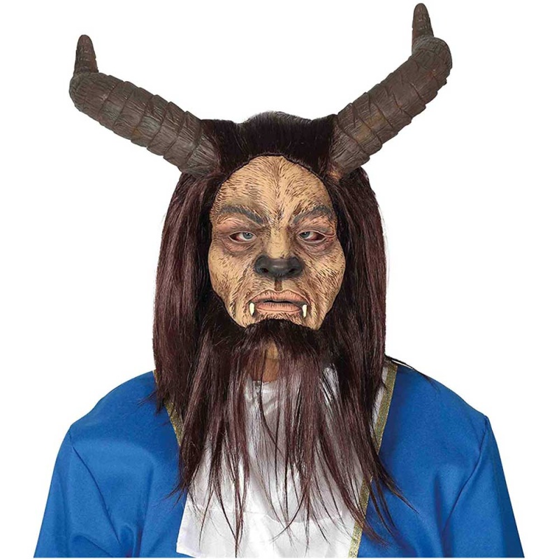 Animal Mask with Horns and Hair - carnivalstore.de