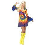 Damen 60er Schnurbatik Kostüm | 1960s Tie Dye Costume Psychedelic With Dress - carnivalstore.de