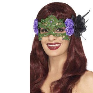 Stickerei Spitze filigranen Hexe Eyemask | Izšūta mežģīņu filigrāna raganas acu maska, melna - carnivalstore.de