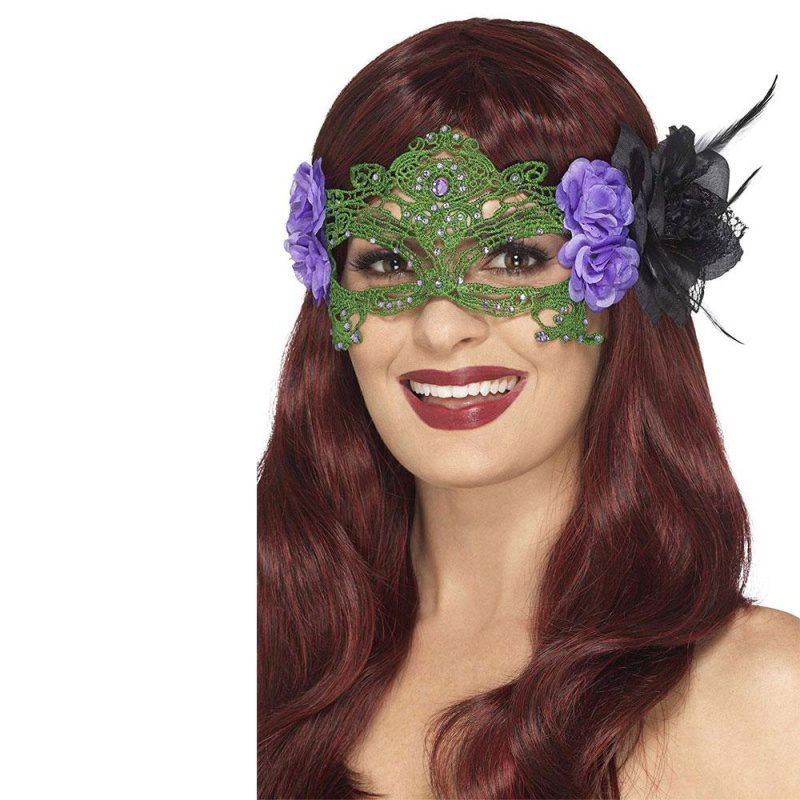 Stickerei Spitze filigranen Hexe Eyemask | Haftowana Koronkowa Filigranowa Maska Czarownica Czarna - carnivalstore.de