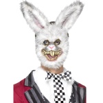 Unisex Weißer Hase Maske mit Fell | Wäiss Kanéngchen Mask - carnivalstore.de