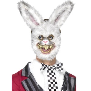 Unisex Weißer Hase Maske mit Fell | White Rabbit Mask - carnivalstore.de