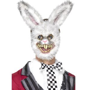 Unisex Weier Hase Maske mit Fell | Masker wit konijn - carnavalstore.de