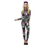 Tag der Toten Kostüm mit Catsuit und Rosenstirnband | Day Of The Dead Costume - carnivalstore.de