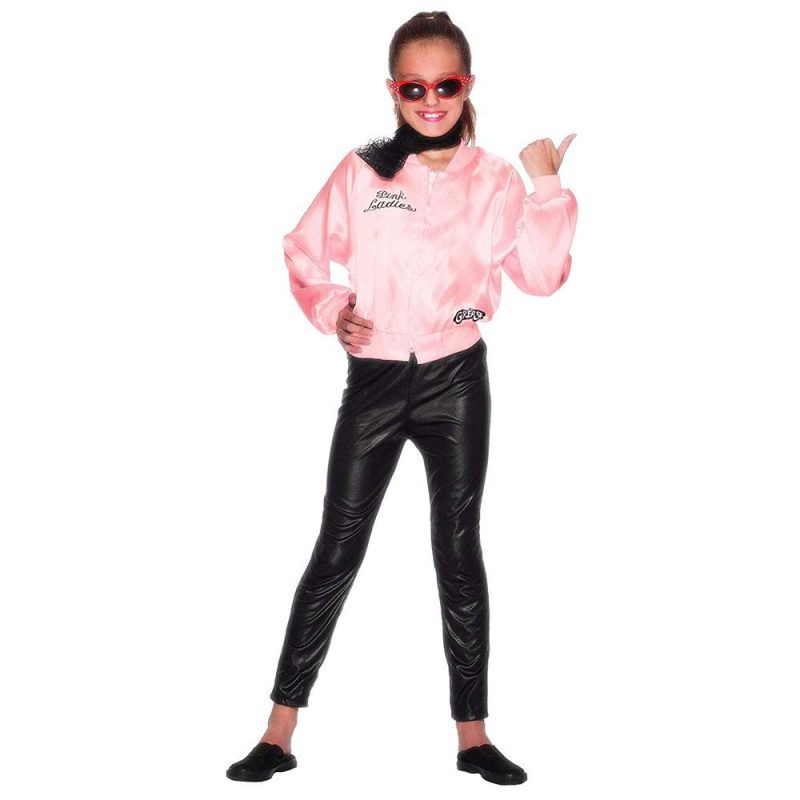 Pink Lady Jacke med logo | Grease Pink Damejakke Rosa Med Logo - carnivalstore.de