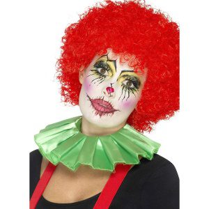 Clown Vario Ypsilon Hals Rüschen, zielony | Clown Neck Falbana Zielony - carnivalstore.de