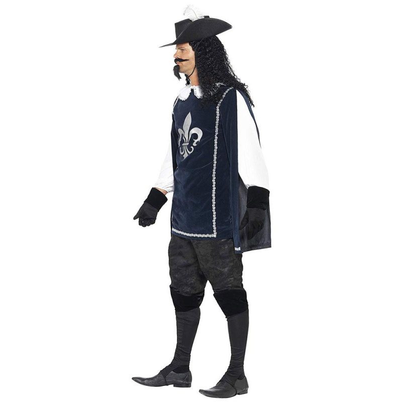 Musketier-Kostüm mit Zylinder-Navy-Handschuhen Überstiefel | Musketeer Male Costume - carnivalstore.de