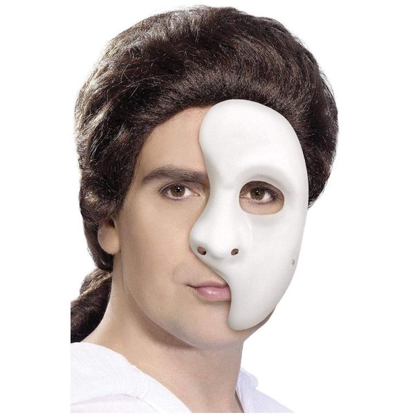 Unisex Halbe Geister Gesichtsmaske | Phantom Mask White Half Mask - carnivalstore.de