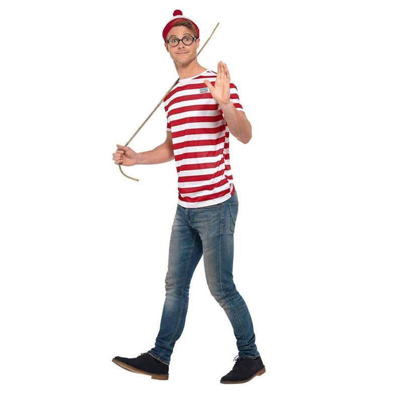 Wo ist Walter Kit mit T-Shirt, Hut und Gläser | Unisex-virallinen Where's Wally-tarvikesarja - carnivalstore.de