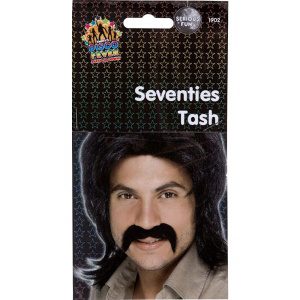 70er Jahre Schnurrbart | Seventies Tash Noir Autocollant - carnivalstore.de