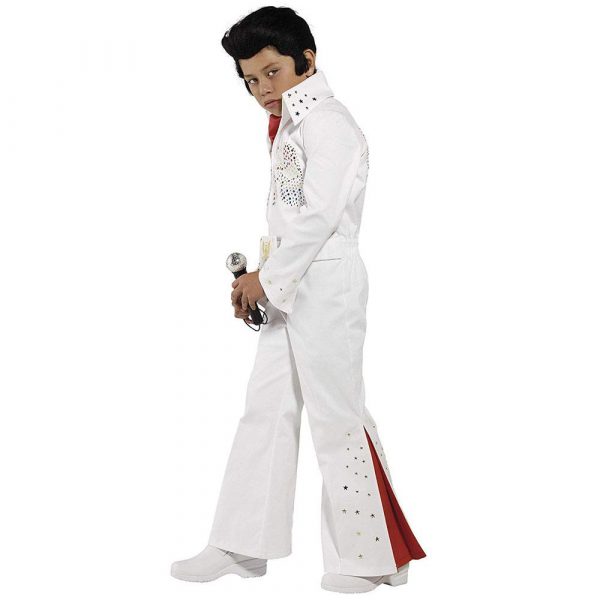 Elvis Kostüm Weiß mit Overall und Schal | Elvis Costume White With Jumpsuit Scarf - carnivalstore.de