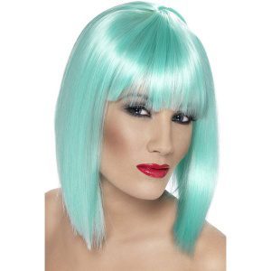 Damen Glamour Perücke | Glam-peruukki Neon Aqua Short Blunt with Fringe - carnivalstore.de