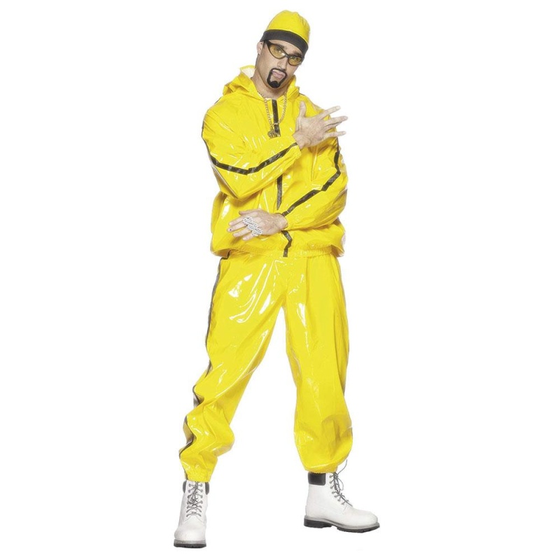 Herren Rapper Kostüm | Rapper Suit Gul Med Huvjacka - carnivalstore.de