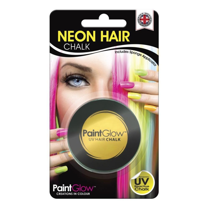 PaintGlow, Néon UV-Haarkreide Gelb | PaintGlow, Neon UV Hair Chalk Yellow - carnivalstore.de