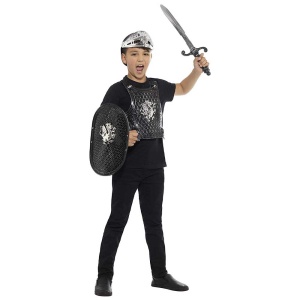 Conjunto Kindes Cavaleiro das Trevas, schwarz | Dark Knight Set Childs Black With Armor Shiel - carnavalstore.de