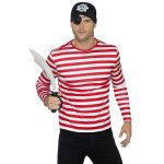 Herren Gestreiftes T-Shirt mit langen Armen | Stripy T Shirt Red With Long Sleeve - carnivalstore.de