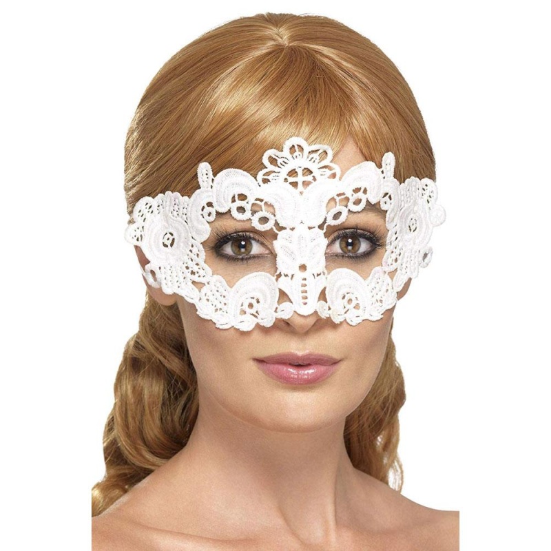 Stickte Spitze filigran Eyemask | Brodert blonder filigran blomster øyemaske - carnivalstore.de