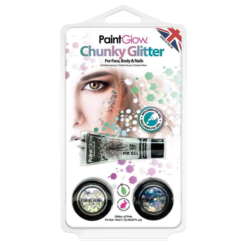 PaintGlow Chunky Glitter dla Gesicht, Korper & Nägel | PaintGlow Gruby brokat do twarzy, ciała i paznokci - carnivalstore.de