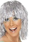 Damen Lametta Perücke | Cyber ​​Tinsel Pruik Zilver Metallic - carnavalstore.de