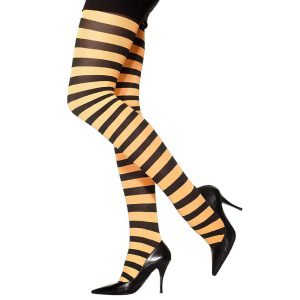 Kinder Mädchen Gestreifte Strumpfhose | Tights Orange and Black - carnivalstore.de