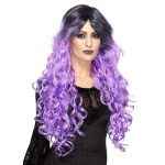 Damen Gothic Glamour Perücke mit dunklem Ansatz | Γοτθική περούκα Glamour Lilac Purple - carnivalstore.de