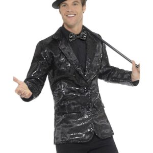 Herren Pailletten Jacke, Schwarz | Sequin Jacket Ανδρικό Μαύρο - carnivalstore.de