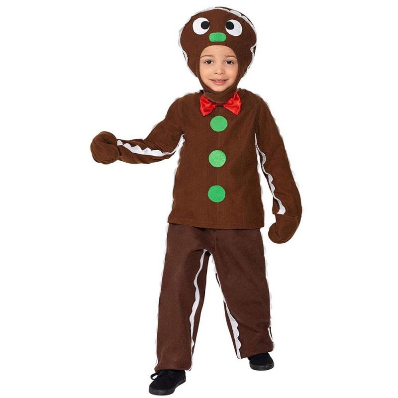 Kinder Jungen Lebkuchenmann Kostüm | Kostým Little Gingerbread Man Brown With Top - carnivalstore.de