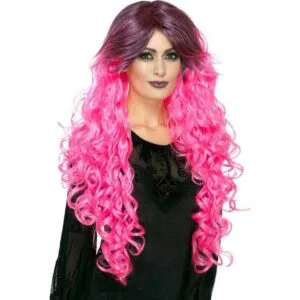 Damen Gothic Glamour Perücke mit dunklem Ansatz | Gotska glamurozna lasulja neon roza s temnimi koreninami - carnivalstore.de
