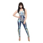 Damen Sexy Skelett Kostüm | Sexy Skeleton Costume Blue With Bodysuit - carnivalstore.de