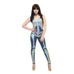 Damen Sexy Skelett Kostüm | Sexy Skeleton Costume Blue With Bodysuit - carnivalstore.de