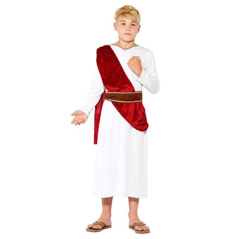 Kinder Römischer Junge Kostüm | Roomalainen puku valkoinen kaapuvyöllä - carnivalstore.de