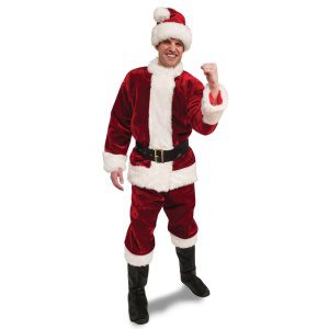 Deluxe Carmesim Premier Santa | Fato de Papai Noel de Pelúcia Crimson Regency - carnavalstore.de