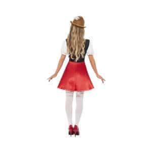 Costume da ragazza bavarese, bianco e rosso, vestito con grembiule attaccato - carnivalstore.de