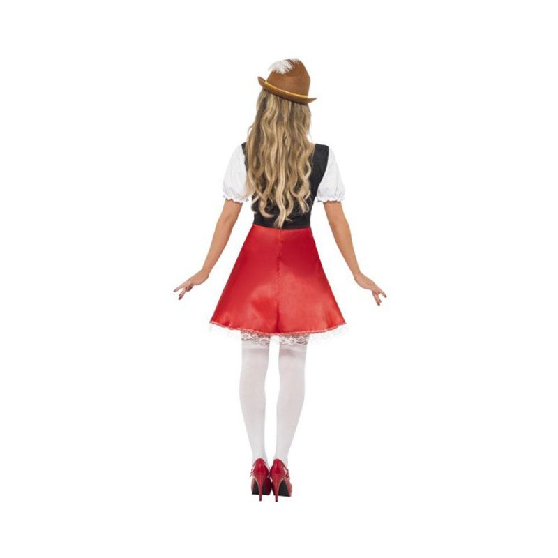 Bavarian Wench Costume, White & Red, Dress with Attached Apron - carnivalstore.de