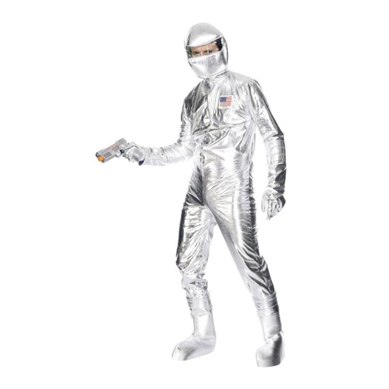 Raumfahrer-Kostüm Silber | Spaceman Kostume Sølv med Jumpsuit Hætte - carnivalstore.de