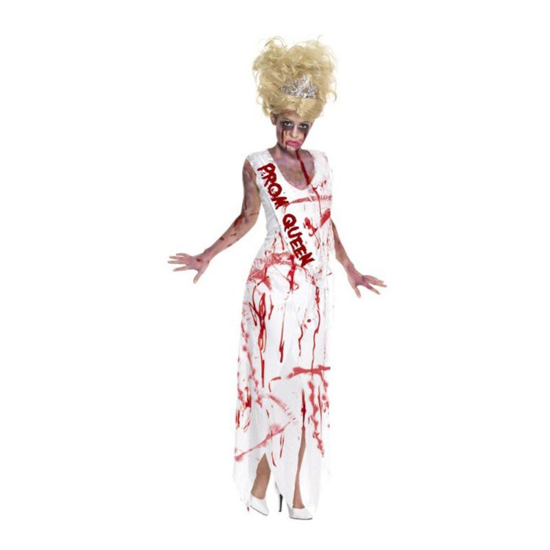 High School Horror Zombie Prom Queen Costume, Hvit - carnivalstore.de