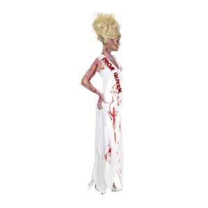 Traje de Rainha do Baile de Formatura Zombie Horror High School, Branco - carnavalstore.de