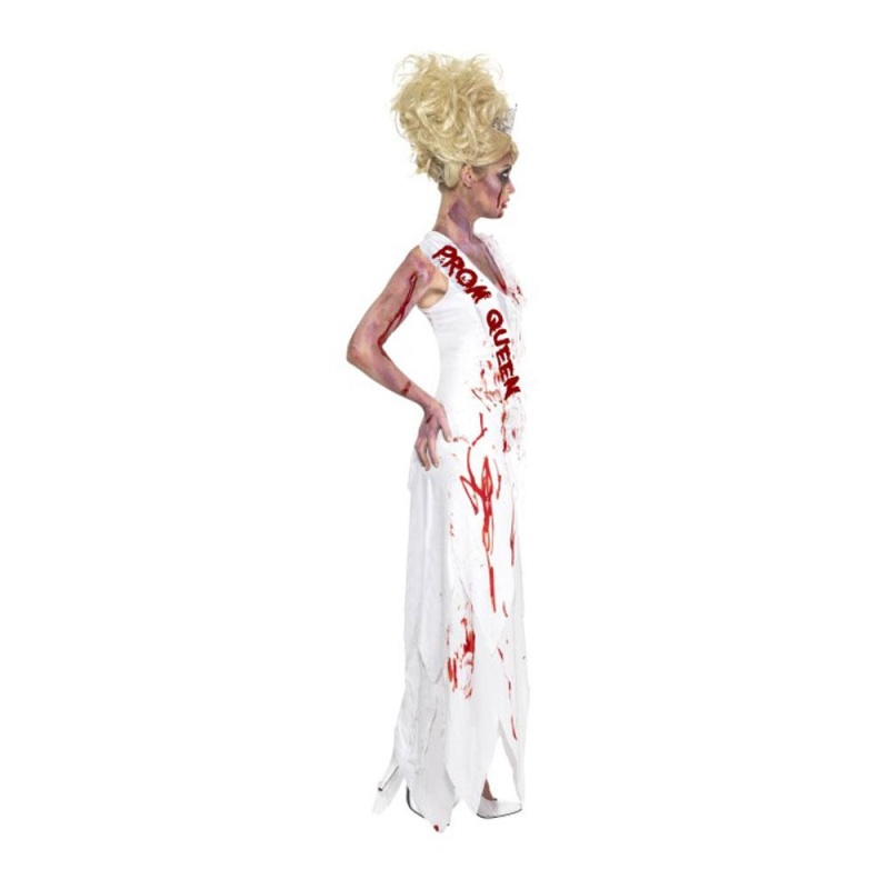 High School Horror Zombie Prom Queen Disfraz, Blanco - carnivalstore.de