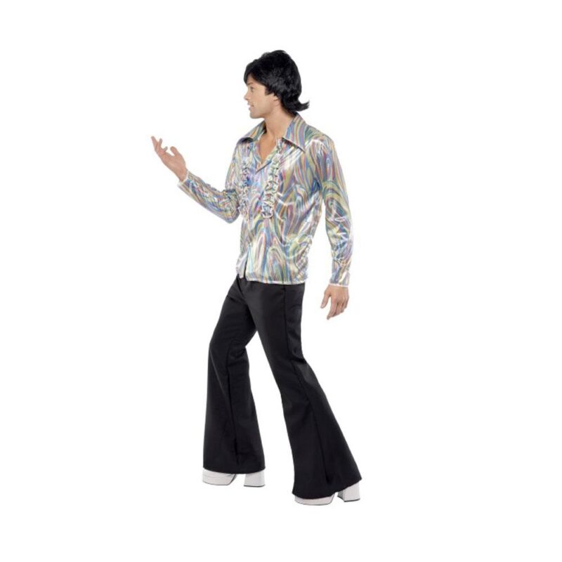 Herren 70er Retro Kostüm | 70S Retro Costume, Black and Psychedelic Pattern - carnivalstore.de