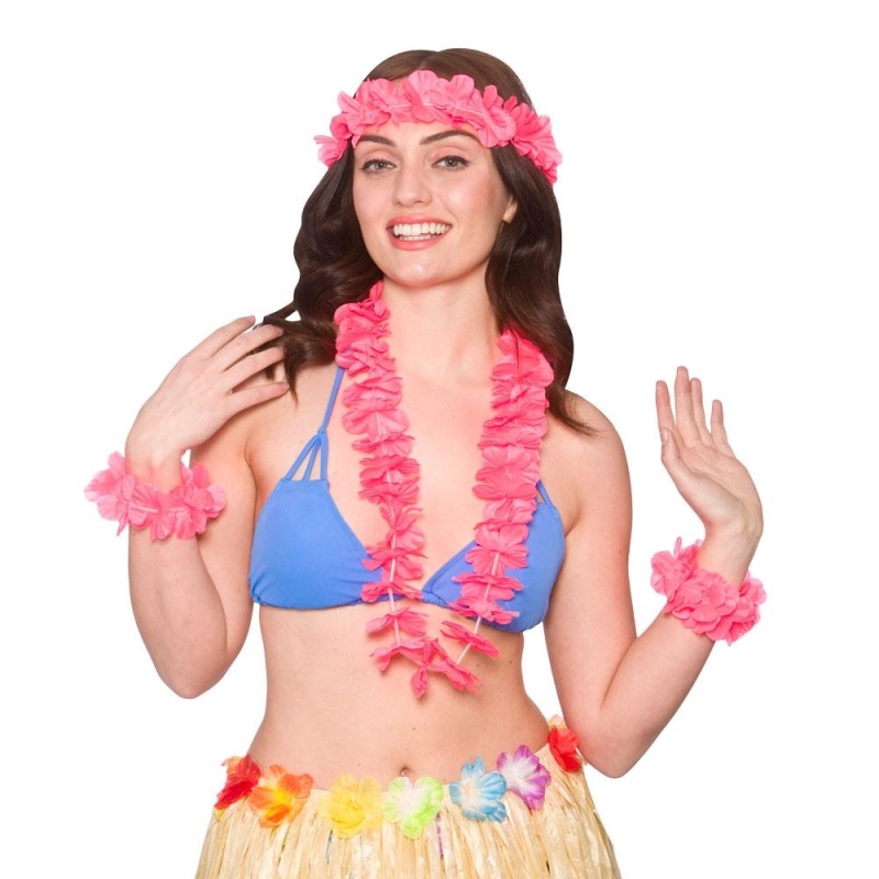 Hot Pink 4 kpl Hawaii Set - Carnival Store GmbH